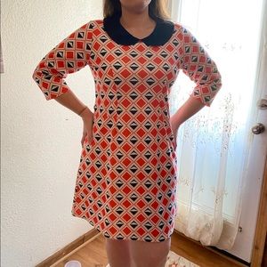 Lindy Bop-orange and blue-Peter pan collar